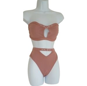 La Senza Strapless High Waist Pink Bikini Swimsuit NWT M